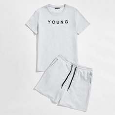 Мужские шорты и топ с текстовым принтом Shein