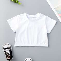 Одноцветный Повседневный Футболки для маленьких девочек Shein