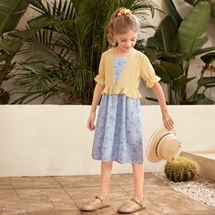 2 в 1 платье с цветочным принтом для девочек Shein