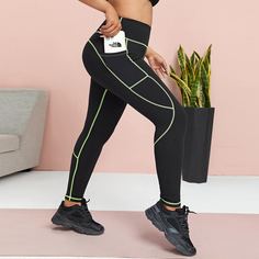 с карманами Спортивные леггинсы & брюки размера плюс Shein