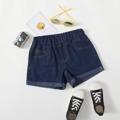 Джинсовые шорты с эластичной талией для девочек Shein