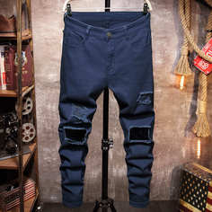 Разрезы Одноцветный Мужские джинсы Shein