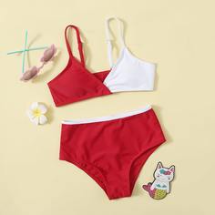 Контрастный купальник бикини для девочек Shein