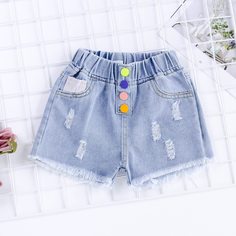Рваные джинсовые шорты для девочек Shein
