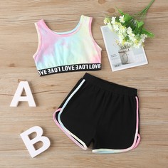 Топ с принтом тай дай и шорты для девочек Shein