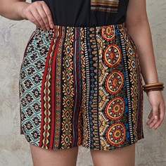 Полосатый Бохо Шорты размер плюс Shein