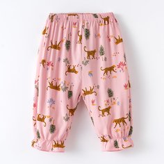 с оборками Животный Повседневный Брюки для маленьких девочек Shein