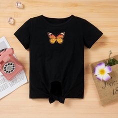 Футболка с принтом бабочки для девочек Shein