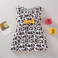 с оборками Леопардовый принт милый Платья для малышей Shein