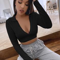Однотонная короткая футболка Shein