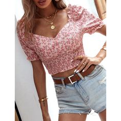 Оборка цветочный Бохо Женские топы Shein