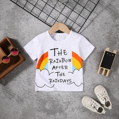 С карикатурой Повседневный Футболки для маленьких девочек Shein