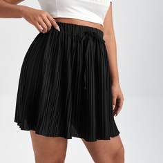 плиссированное Одноцветный Повседневный Юбки размер плюс Shein