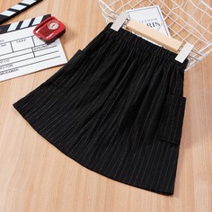 Расклешенная юбка в полоску с карманом для девочек Shein