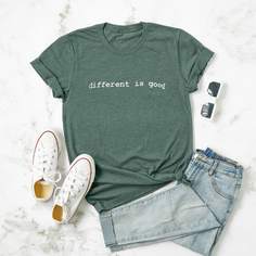 Лозунг Повседневный Футболка размера плюс Shein