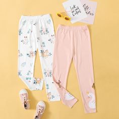 Цветочный Повседневный Леггинсы для девочек Shein