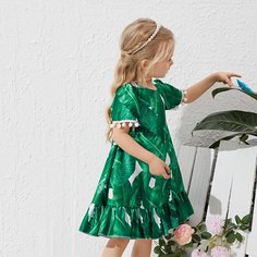 Помпон Тропический Очаровательный Нарядное платье для маленьких девочек Shein