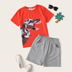 Шорты и топ с мультяшным принтом для мальчиков Shein