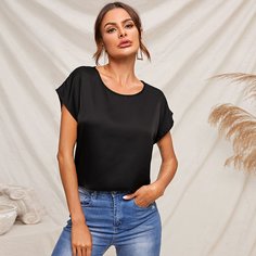 Атласный топ с оригинальным рукавом Shein