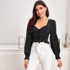 Топ в горошек с узлом Shein