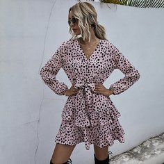 с бантом Принт всего тела Повседневный Платья Shein