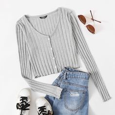 Трикотажная однобортная футболка Shein