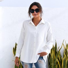 Однобортный Одноцветный Основы Блузы Shein