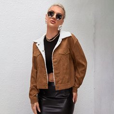 Вельветовая куртка с пуговицами Shein