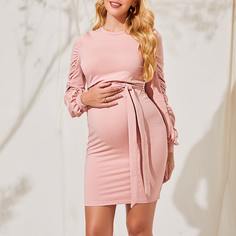 Платье со сборками и поясом для беременных Shein