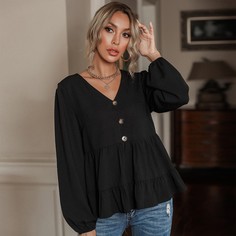 Блуза на пуговицах с оборками Shein