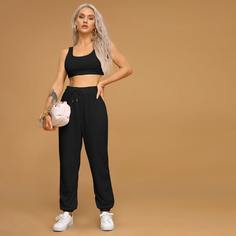 Кроп майка и спортивные брюки на кулиске Shein