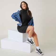 трикотажный Одноцветный Повседневный Платья размер плюс Shein