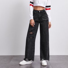 Пугавица Одноцветный Винтажный Джинсы Shein