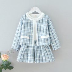 Твидовая куртка и платье для девочек Shein