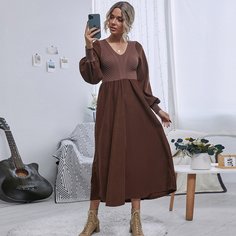 узел сзади Контрастный цвет Повседневный Платья-свитеры Shein