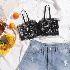 Бюстгальтер с цветочным принтом Shein