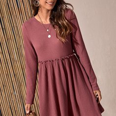 Однотонное трикотажное платье Shein