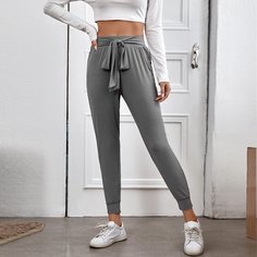 С батом перед Одноцветный Спортивный Брюки Shein