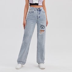 Рваные прямые джинсы Shein