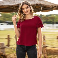 Однотонная блузка Shein
