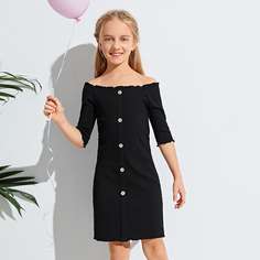 Однотонное облегающее платье для девочек Shein