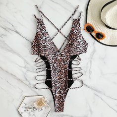 Слитный купальник с леопардовым принтом Shein
