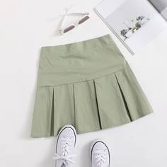 на молнии Одноцветный Повседневный Юбки Shein