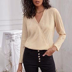 Одноцветный Повседневный Блузы Shein