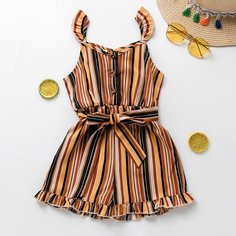 с оборками Полосатый Бохо Комбинезоны для девочек Shein
