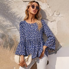 с оборками цветочный Бохо Блузы Shein