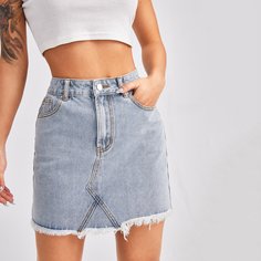 Джинсовая юбка с карманом Shein