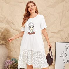 Платье размера плюс в горошек с графическим принтом Shein