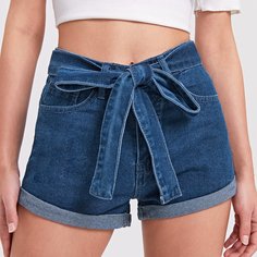 Джинсовые шорты с поясом Shein