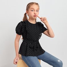 Пояс В горошёк Повседневный Блузки для девочек Shein